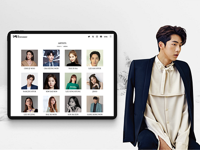 Korean Actors/Actresses Webpage design illustration ui