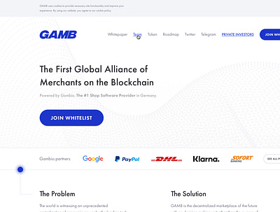 Gamb.io Landing Page blockchain cryptocurrency futura identity design landing page onepage ui uiux ux website website design
