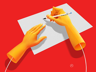 Hands of architect 2d architecture brush drawing flat hands illustration paper pencil photoshop red texture