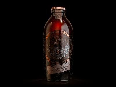 Beer design 3d beer bottle branding brewery cinema4d copper design label lettering packaging