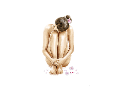Soft anatomy body delete digital edit flowers illustration nude painting woman