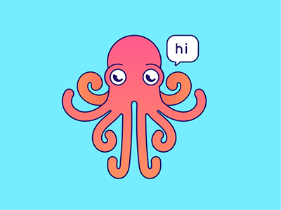 Octo-girl art icon octopus sea sticker tentacles vector