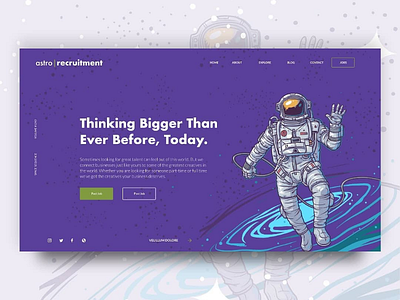 Astro Recruitment - Banner design app design astro banner hero homepage human man material design parallax progressive web app purple recruitment space space man ui ux website