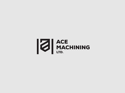 ACE Machining branding design flat icon logo minimal type typography vector