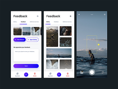 Feedback App Concept camera clean design feedback gallery photo ui uidesign ux