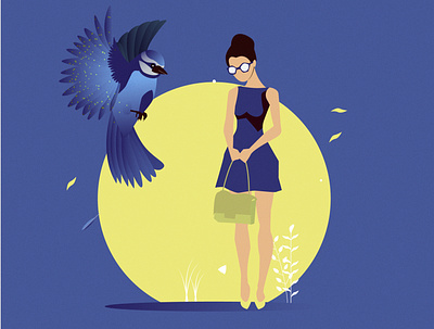 Ana bird blue design illustration illustration art illustrator cc woman