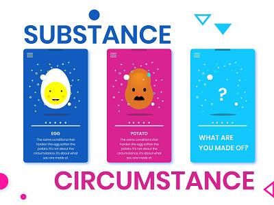 Substance vs Circumstance blue design developer eggs illustration lesson potato purple subtance