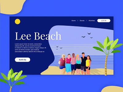 Beach Day beach blue design friends illustration lee palm