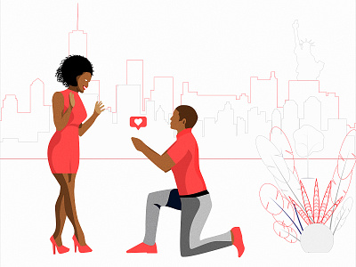 A Token of My Like couple design illustration like love man new york ny proposal red social media woman