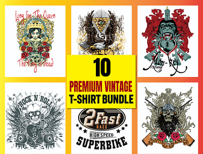 Vintage T-Shirt Design Bundle branding custom t shirt design graphic design illustration vector vintage vintage t shirt