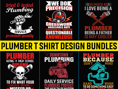 Plumber Vector T-Shirts Design Bundle bike biker branding custom t shirt design graphic design illustration logo plumber plumber design plumber t shirt t shirt t shirts ui vector