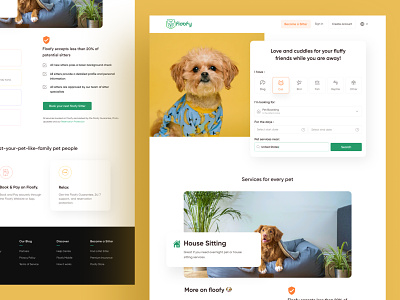 Floofy Redesign Concept app design branding branding agency branding design dog dog illustration dribbble floofy illustration ofspace real estate agency website website design