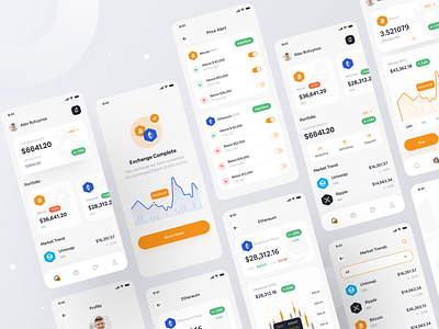 Crypto Wallet App Design UI Kit app application bitcoin btc chart coins crypto cryptocoin cryptocurrency exchange experience interface mobile mobile app ui user interface ux uxdesign wallet wallet app