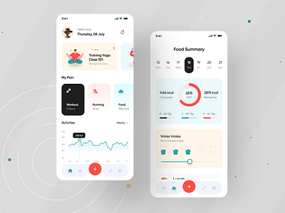 Fitness & Workout App activity app design calories coach fitness app fitness plan fitness tracking gym minimal mobile mobile app nutrition tracker personal training running stats training ui workout workout app yoga