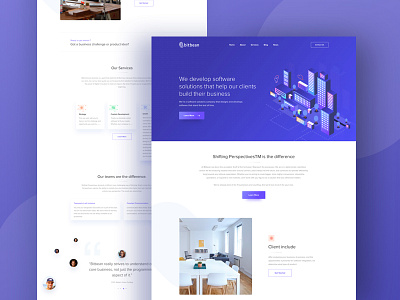 Company UI app bitbean branding colorful curve graph isometric logo quotes revsuptime shifting website