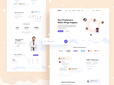 Hire Freelancers, make things happen branding colorful design illustration landing landing page landing page concept landing page design ofspace typography website design