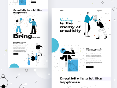 Thinking is the enemy of creativity animation brand design brand identity branding colorful designs illustration landing page typography ui ux web website website design website designer