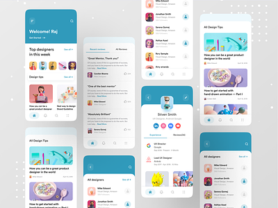 Design Mentor App android app app design colorful design designer google ios app mentoring mentors mentorship ofspace profile social tech typography ux