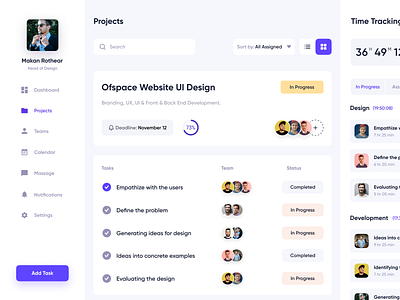 Project Mgt Dashboard by Ofspace on Dribbble