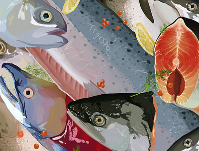 Fish Parade food art food illustration illustration