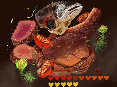 BotW: Gourmet Meat and Seafood Fry food art food illustration illustration photoshop