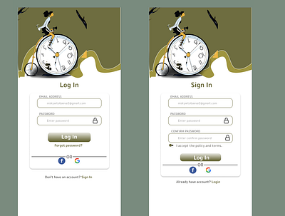 Log In screen or Time management App. UI design animation graphic design logo ui