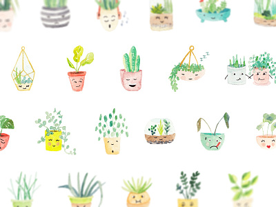 Emotional Plants emoji emotional emotions funny imessage ios nature pack painted plants stickers watercolor