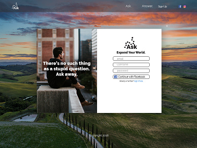 Ask Sign Up Form ask form modal modal box uidesign web design
