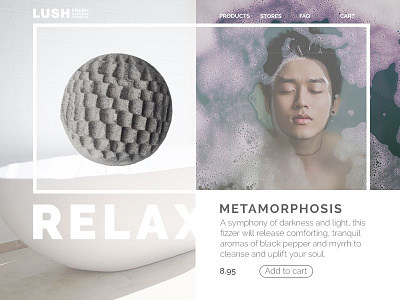 Daily UI #012: Product Page bath bombs beauty products calm concept cosmetics daily ui 012 daily ui challenge dailyui lush product page uideisgn zen