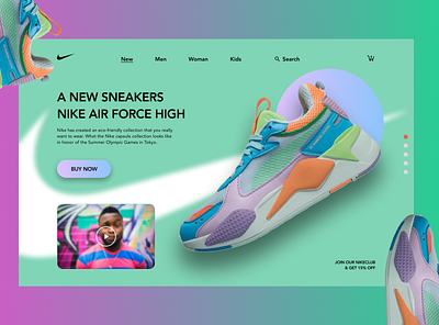 Первый экран Landing page "Nike" branding design graphic design typography ui вебдизайн