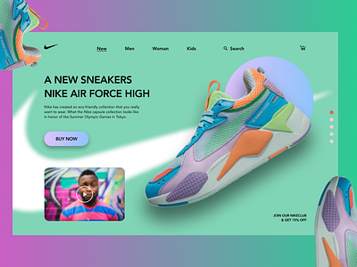 Первый экран Landing page "Nike"