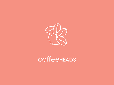 coffeeheads: Logo branding coffee coffee bean coffee shop coffeeshop head heads letspanda logo mark minimal modern roasting symbol