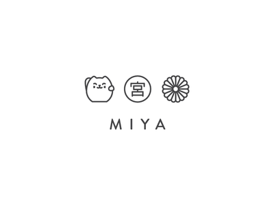 Miya: Short Logo Version branding cat clean flower hieroglyph home japanese line logo lotus mark minimalist