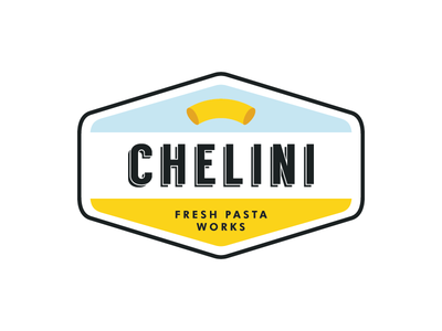 Chelini Logo badge c fast food italian letspanda logo macaroni mark pasta restaurant retro