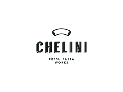 Chelini Logo Simplified c fast food italian letspanda logo macaroni mark pasta restaurant retro type