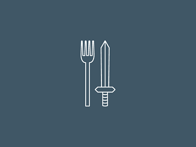 Brave for Breakfast: Symbol branding brave braveforbreakfast fork letspanda linedrawing logo mark sword symbol