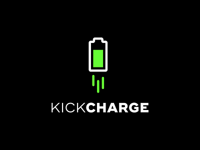 KICKCHARGE: Logo battery branding charge charger clean letspanda logo mark minimal minimalist modern rocket smartphone symbol type typography