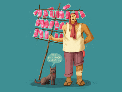 Grumpy old cotton candy seller candies candy seller character characterdesign cottoncandy design graphic design grumpy grumpydog illustration indian indian street prints procreate street vendors