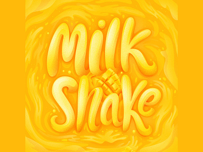 Milk shake design graphic design handdrawntype illustration lettering lettering art mango milkshake prints procreate summer summertime type yellow