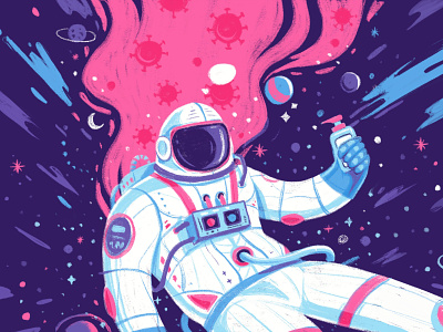 Astronaut coronavirus design graphic design handwash illustration prints procreate sanitiser