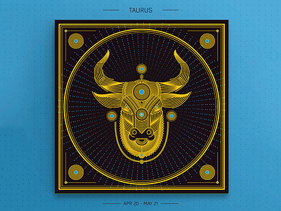 Taurus design graphic design illustration linear prints taurus vector vector art yellow zodiac signs