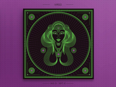 Virgo design graphic design green illustration linear prints vector virgo zodiac signs