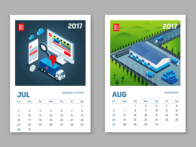 DLI calendar design design graphic design illistration isometric isometric design logistics prints vector