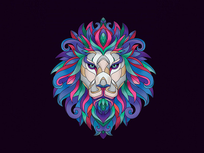 The King animal colors design graphic design illustration jungle lion lion king planet prints symetry vector