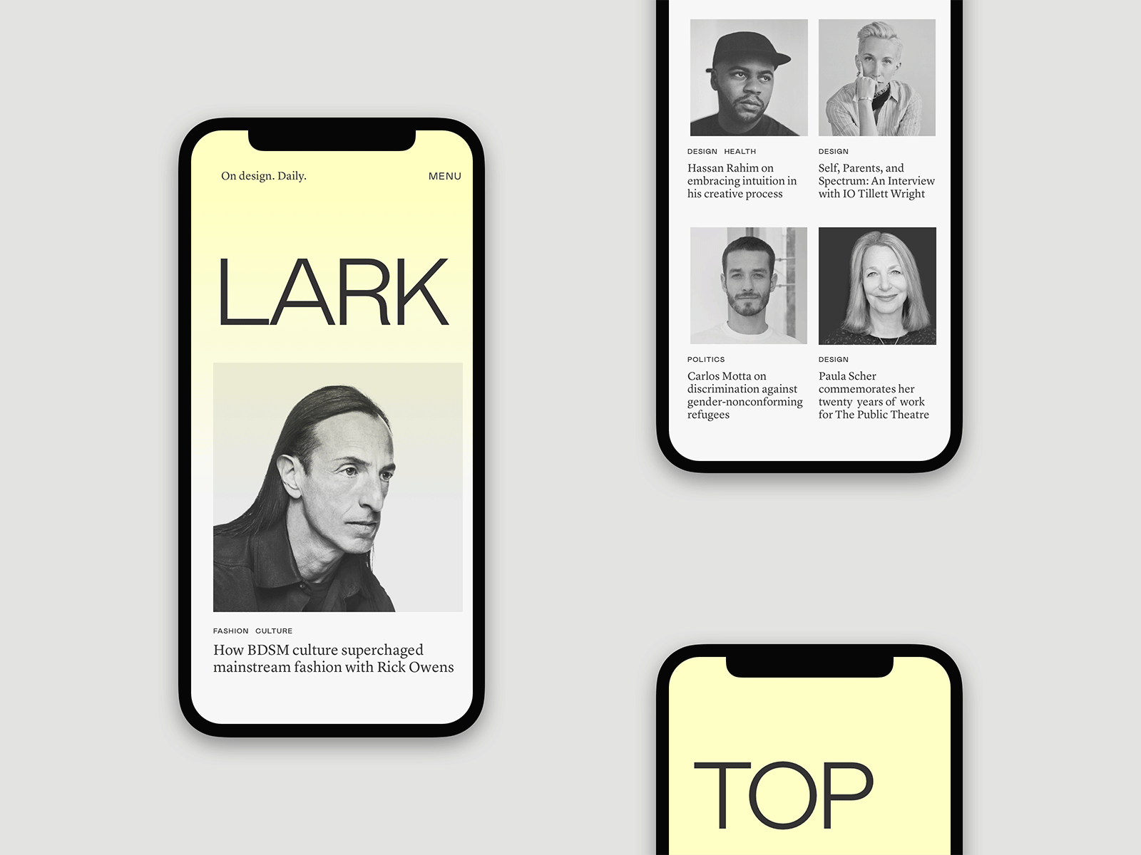 LARK podcast mobile gradient grid instagram stories mobile typography ui website