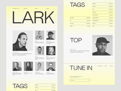 LARK podcast home design gradient grid home podcast typography ui website