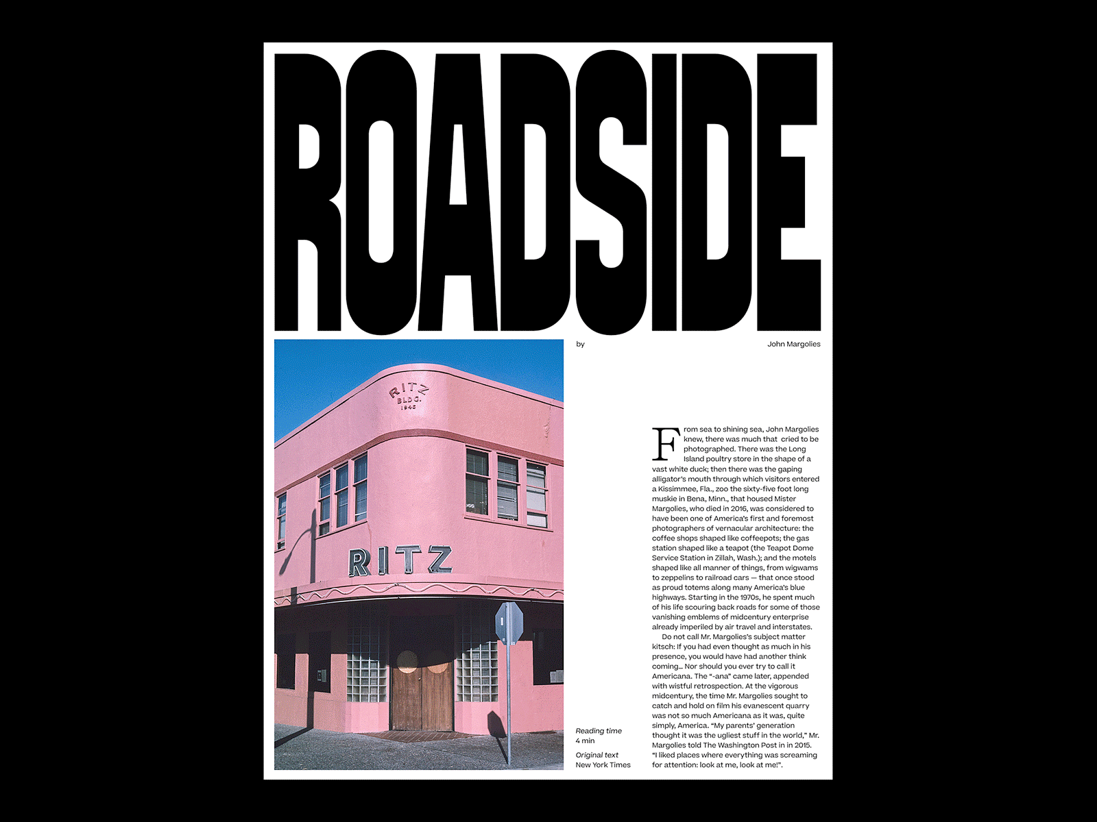 Roadside architecture editorial photography typographic typography website
