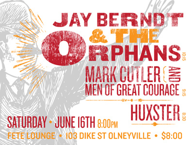 Jay Berndt & the Orphans band jay berndt the orphans letterpress poster