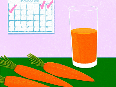 21 Days of Good Health 21 days of good health carrot juice carrots editorial illustration food illustration good nutrition new years resolution packaging illustration product illustration self care
