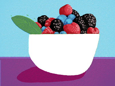 Bowl of berries 21 days of good health berries bowl of berries editorial illustration food illustration good nutrition new years resolution packaging illustration product illustration self care